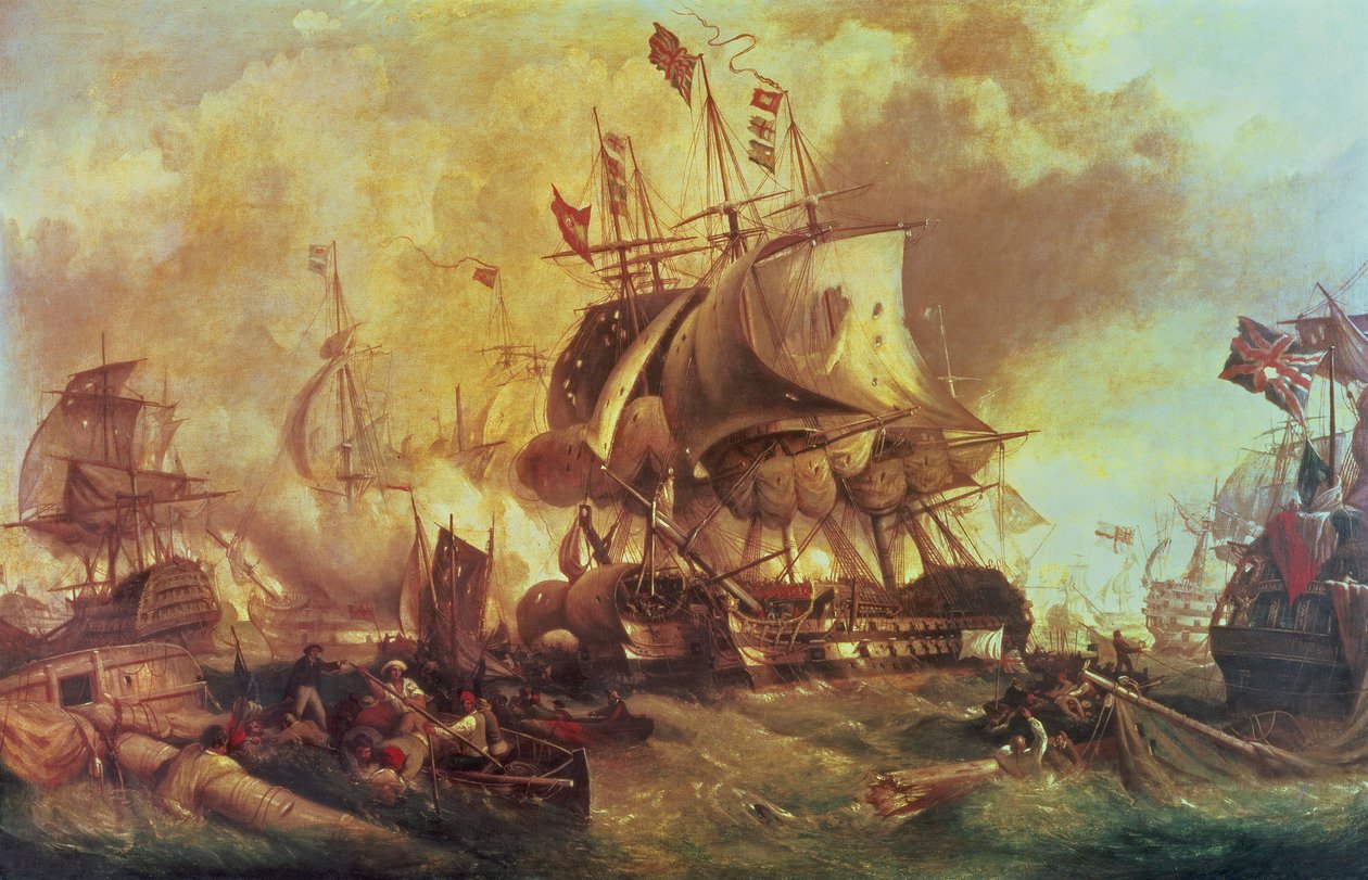 Slaget vid Trafalgar, 1805, ca 1848 olja på duk av William Stuart