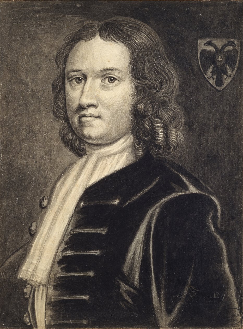 Självporträtt (svart och grå tvättar över penna och svart bläck) av William Stukeley