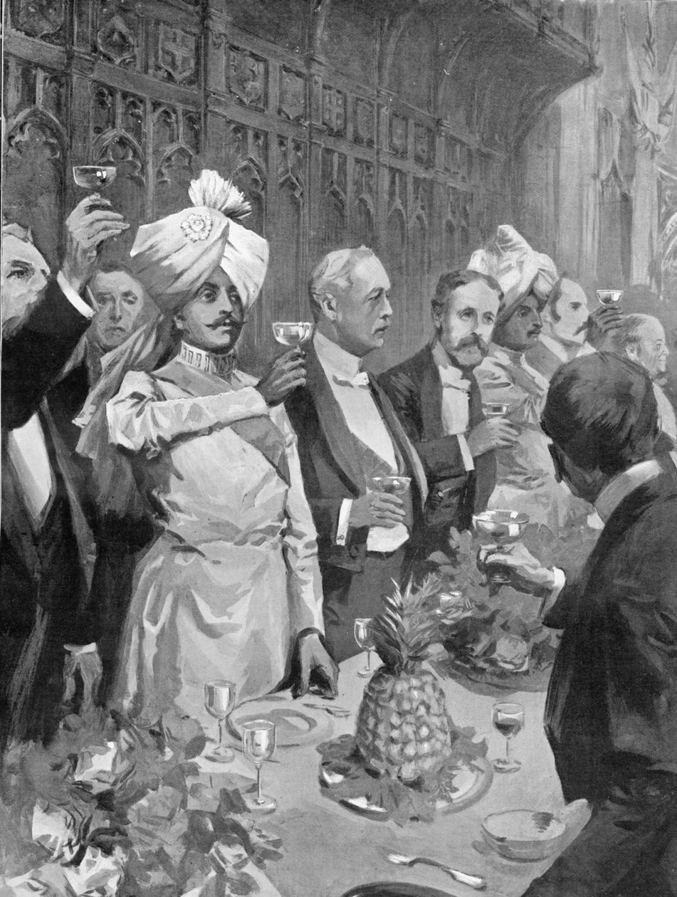 Empire Coronation Banquet på Guildhall, illustration från "The Graphic" den 19 juli 1902. av William T. Maud
