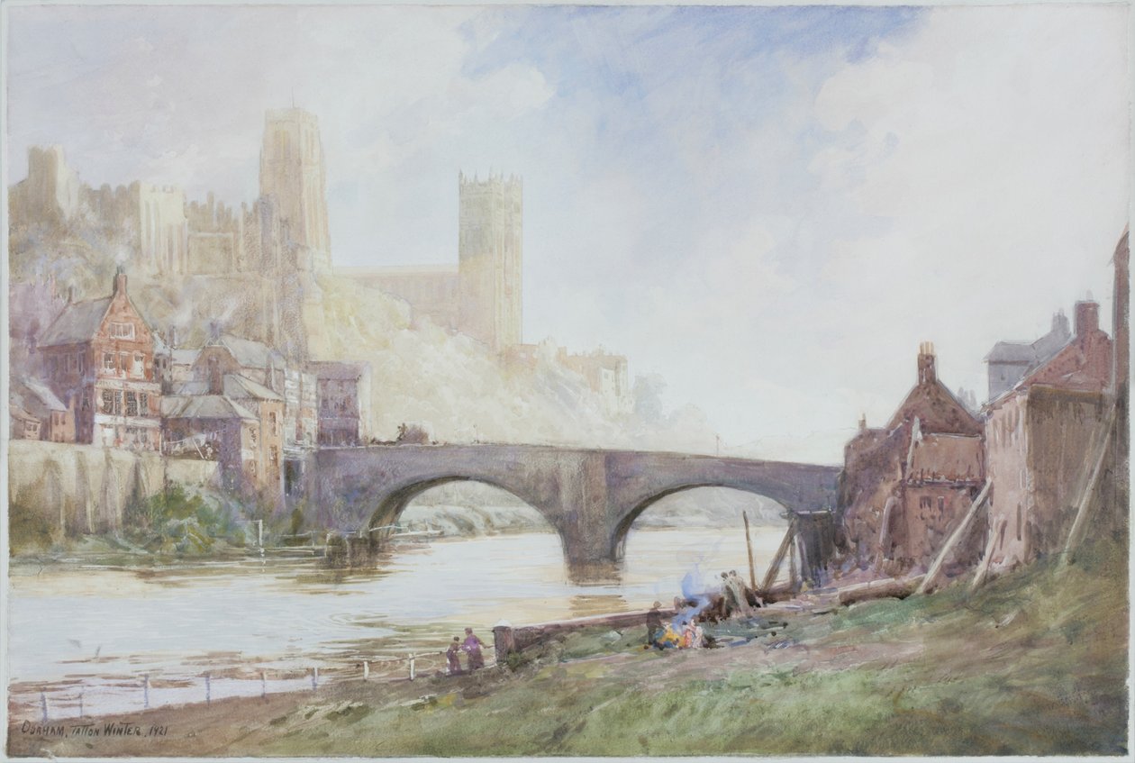 Durham (1921) (penna och akvarell på papper (klistrad på kort)) av William Tatton Winter