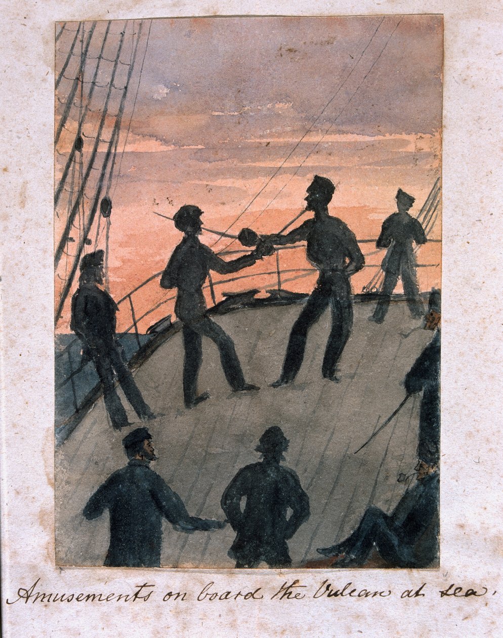 Nöjen ombord på Vulcan till sjöss, ca 1854 (wc på papper) av William Thomas Markham
