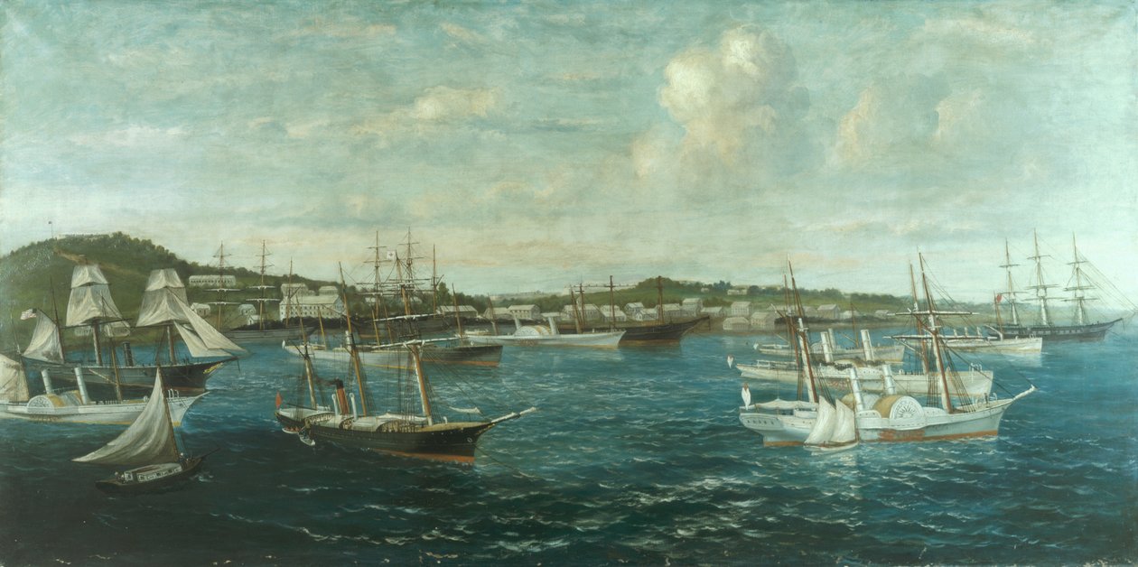 Blockadlöpare i hamn vid St. George, Bermuda, ca 1861-65 av William Torgerson