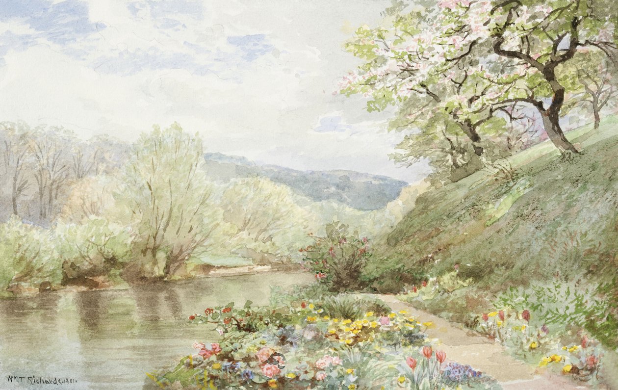 Fidelia Bridges Garden i Canaan, Connecticut, 1901 (wc & gouache på papir) sverige av William Trost Richards