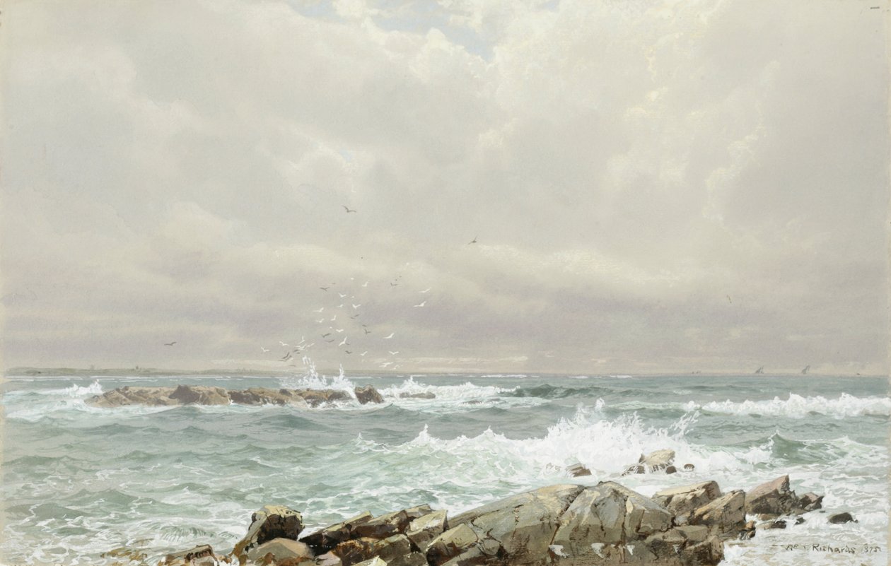 Seascape, 1875 (wc & gouache på cremevævet papir) swed av William Trost Richards