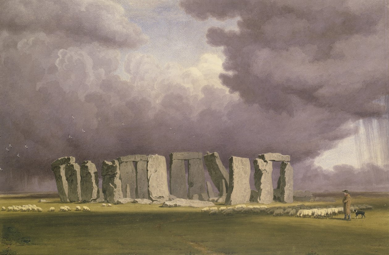 Stonehenge: Stormy Day, 1846 (akvarell över grafit, på papper) av Joseph Mallord William Turner