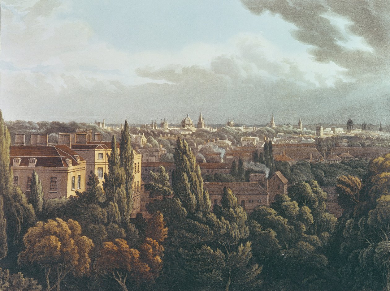 Utsikt över Oxford från Gallery in the Observatory, graverad av J. Bluck, 1 juli 1814 (färggravyr) av Joseph Mallord William Turner