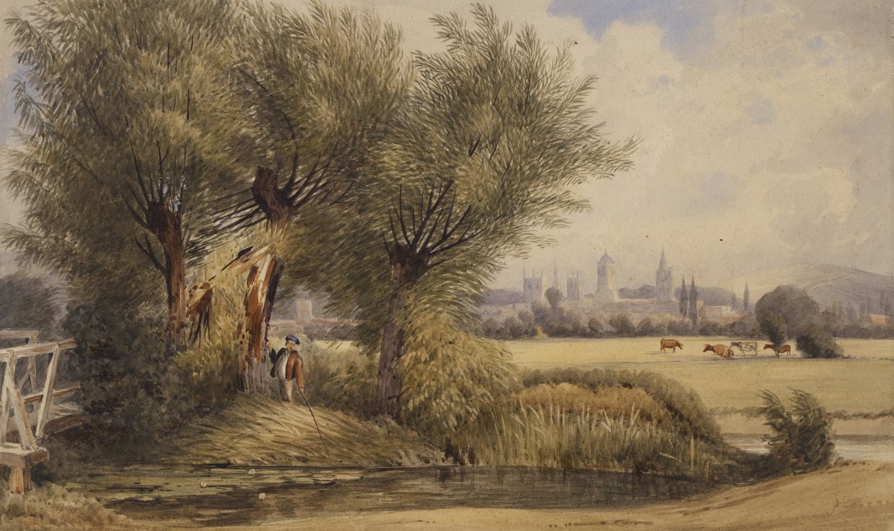 Utsikt över Oxford från floden (akvarell på papper) av Joseph Mallord William Turner