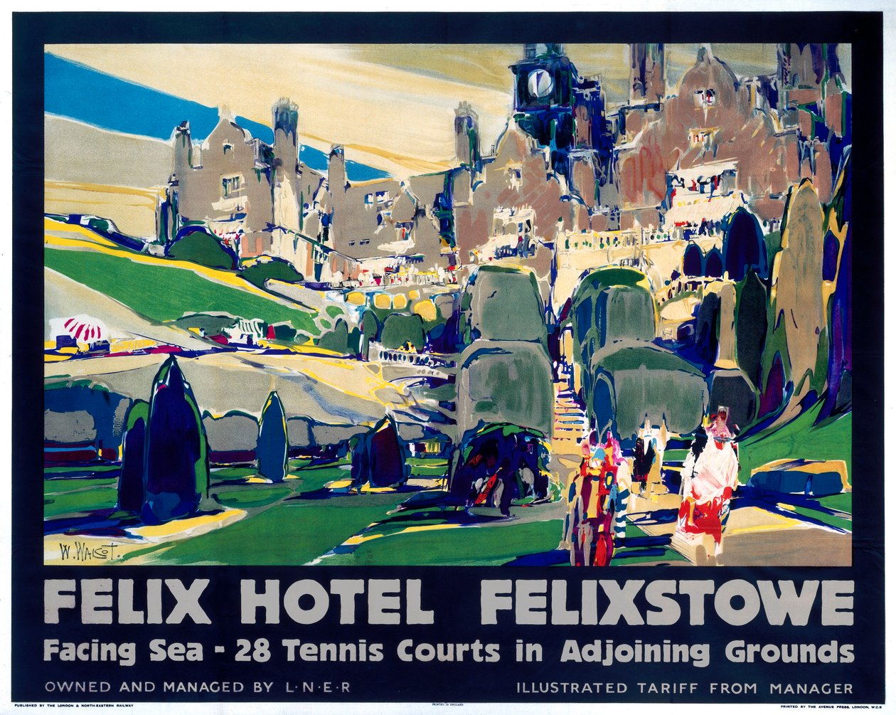 Felix Hotel, Felixstowe, affisch som annonserar London och North Eastern Railway, 1928 av William Walcot