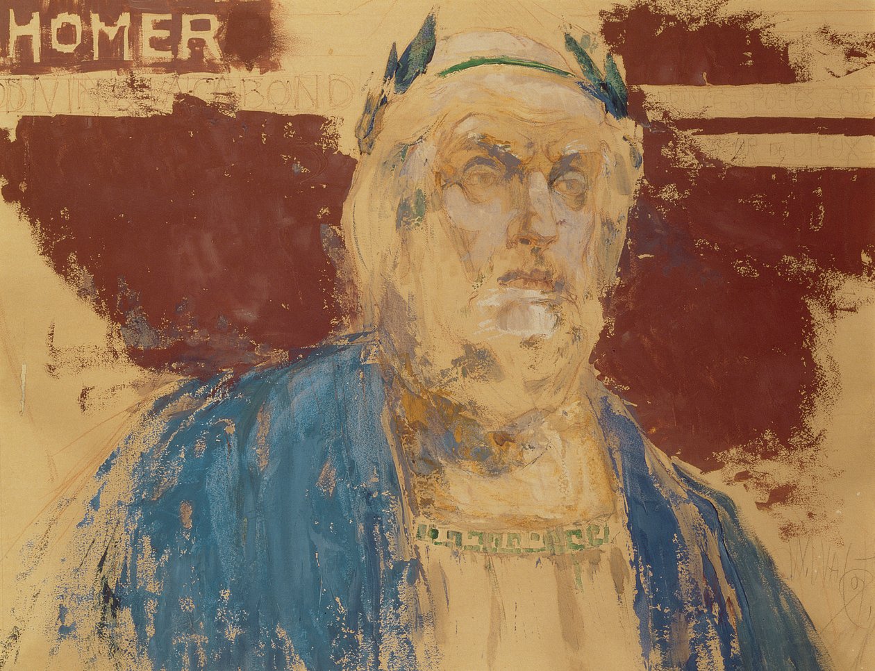 Homer (olja över penna på papper) av William Walcot