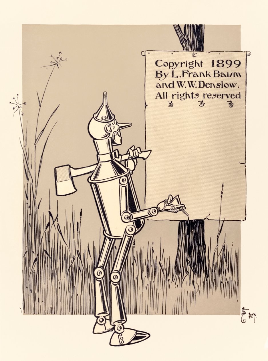 Upphovsrätt från "Den underbara trollkarlen från Oz" av L. Frank Baum av William Wallace Denslow