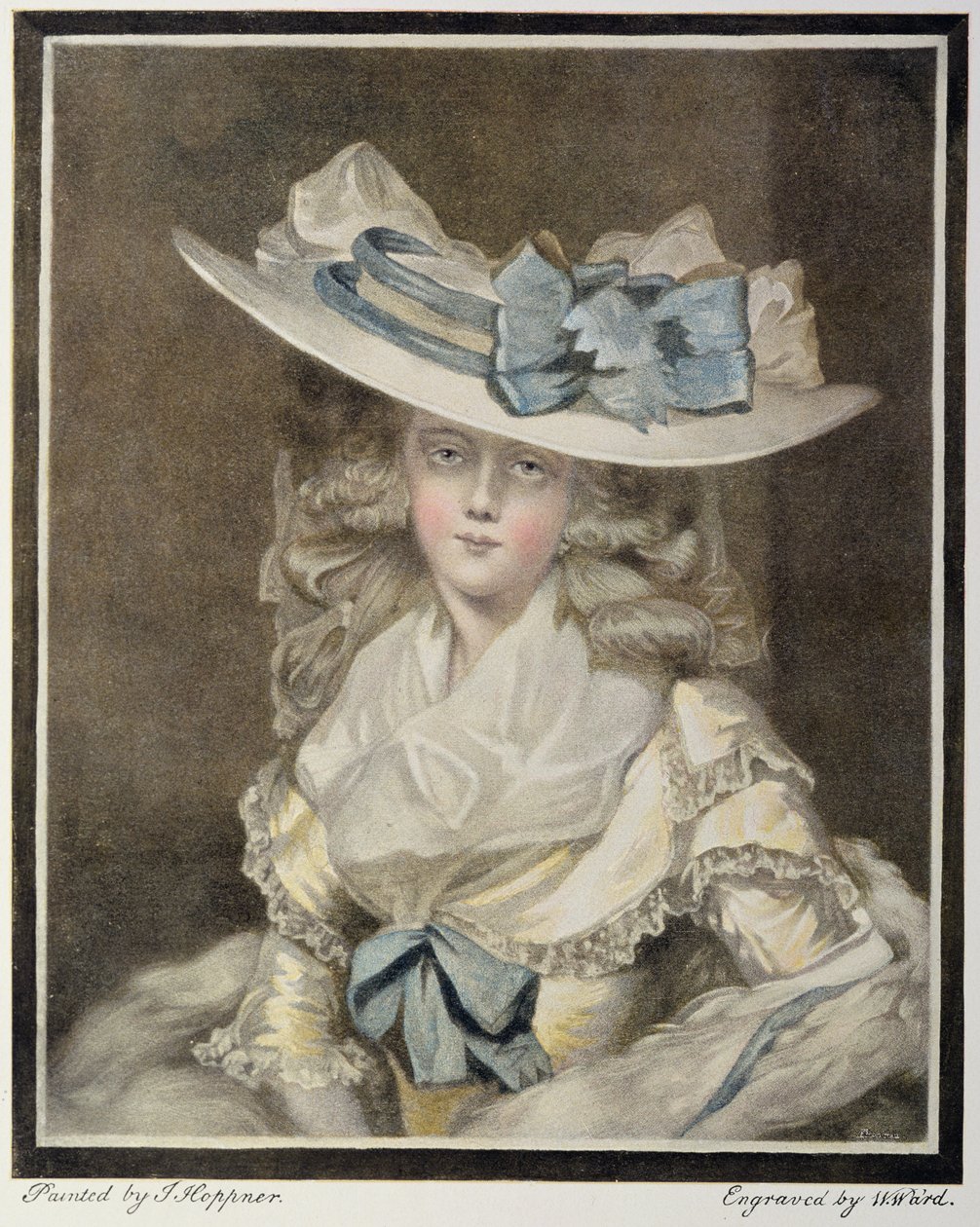 Porträtt av Mrs Benwell, graverad av W Ward av William Ward