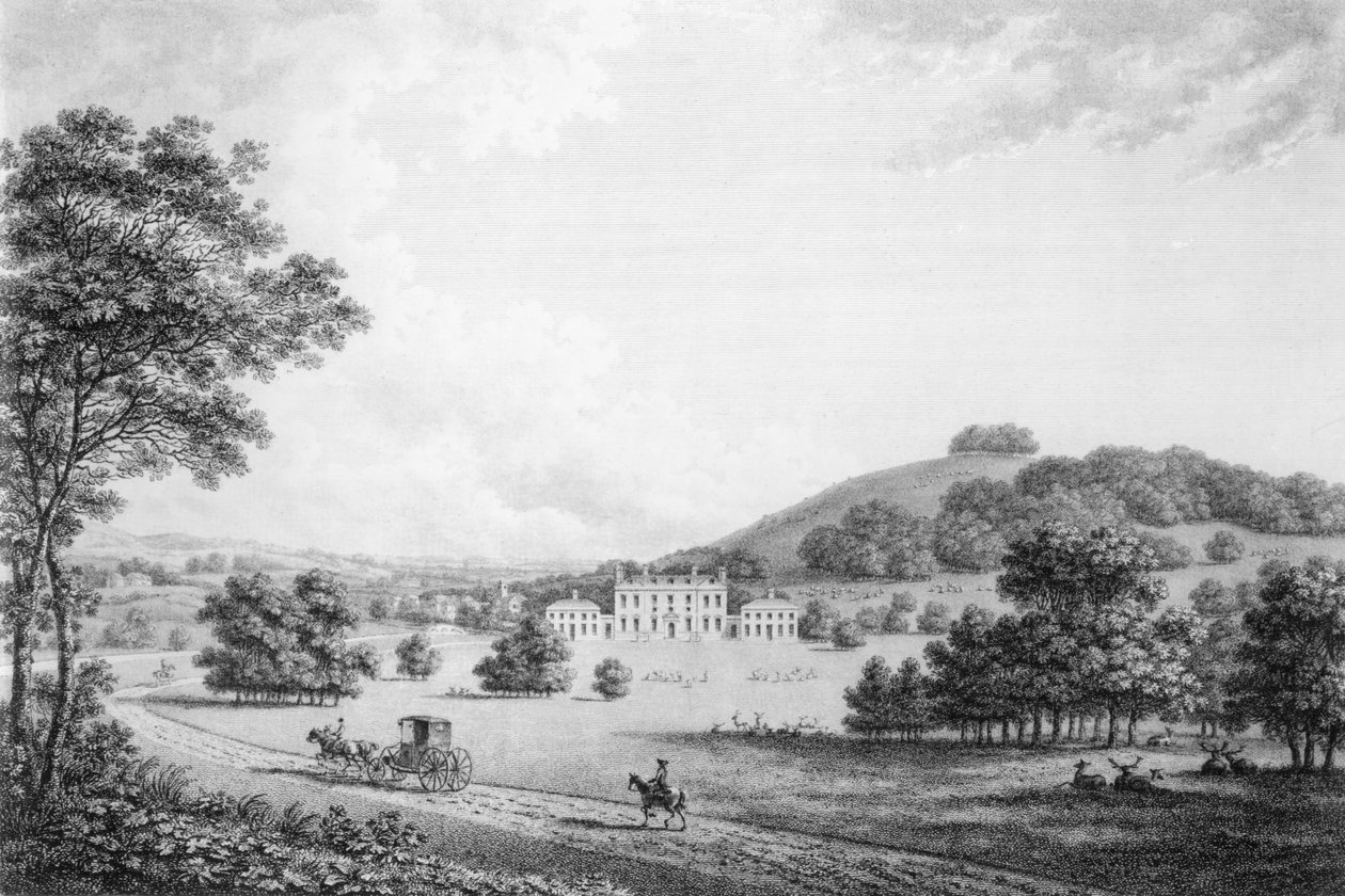 Godmersham Park, Kent, sæde for Thomas Knight Esq., pub. i 1785 sverige av William Watts