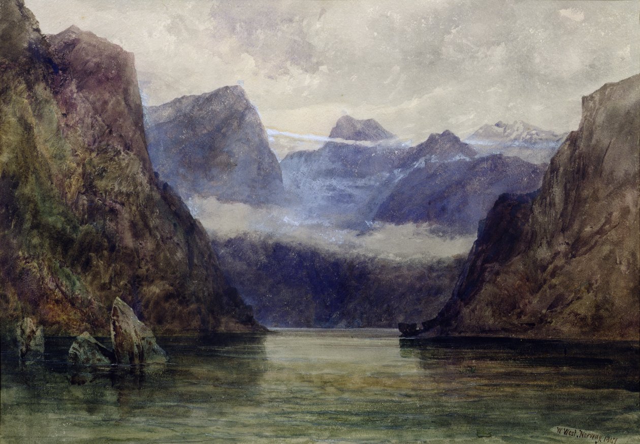 Romsdalsfjorden vid midnatt 1847 av William West