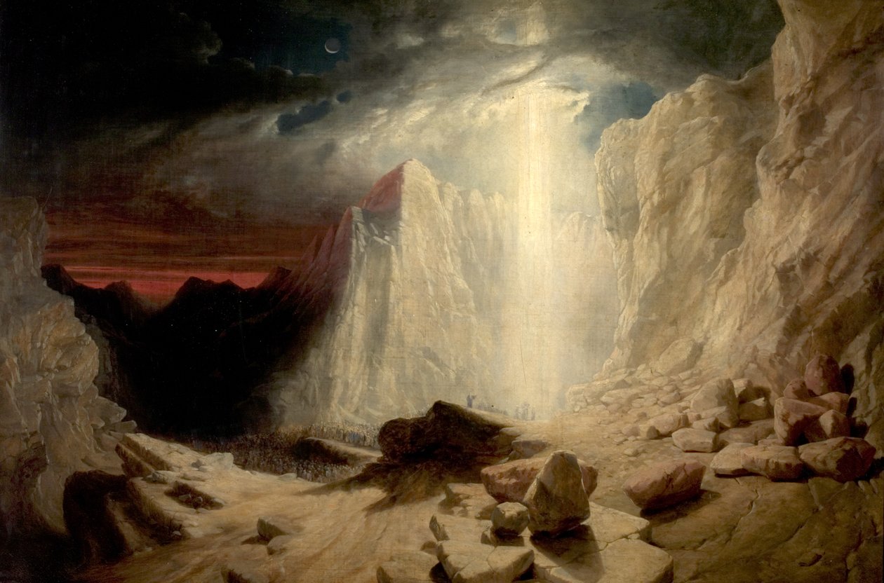Israeliterna ledda av eldpelaren om natten, c.1845 av William West