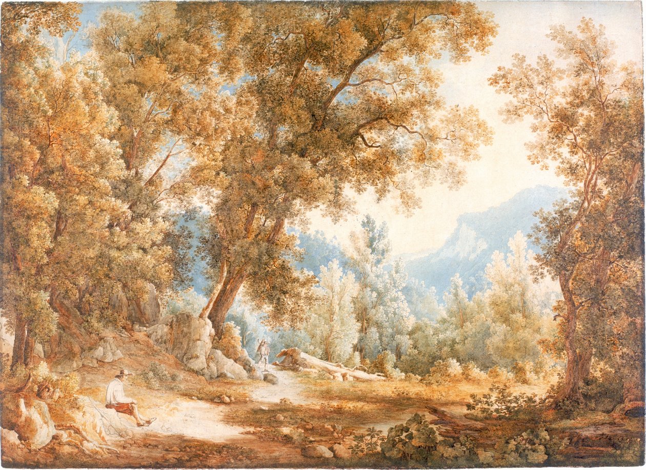 Landskap med figurer (kroppsfärg) av William Westall