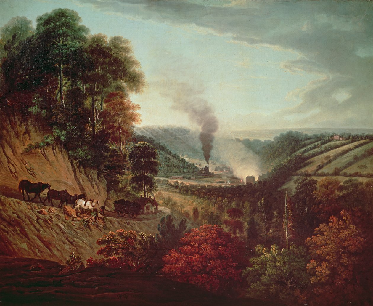 Morgonvy över Coalbrookdale, 1777 av William Williams