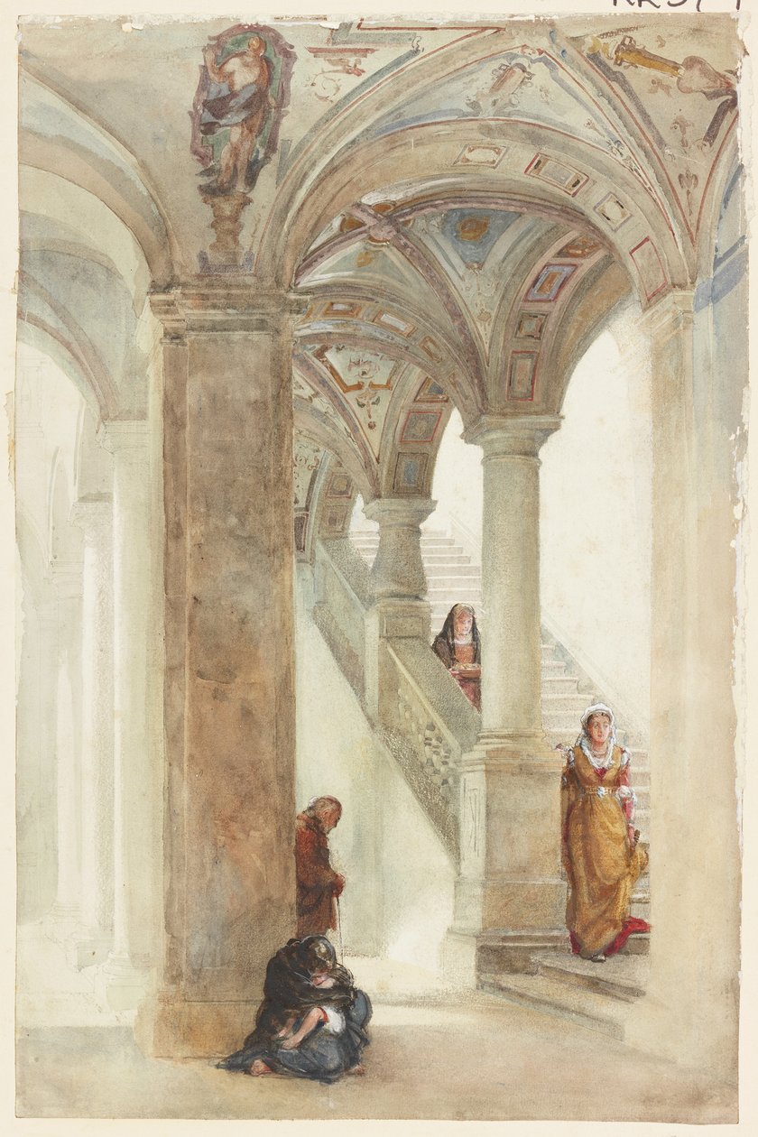 The Staircase of a Palace (kroppsfärg, penna och wc på papper) av William Wood Deane