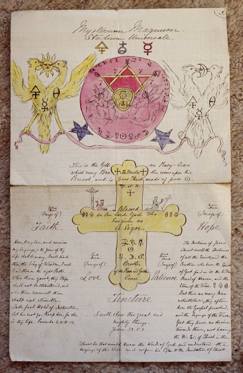Ursprunglig grov design för "Rose-croix"-laman, 1888 (bläck och wc på papper) av William Wynn Westcott