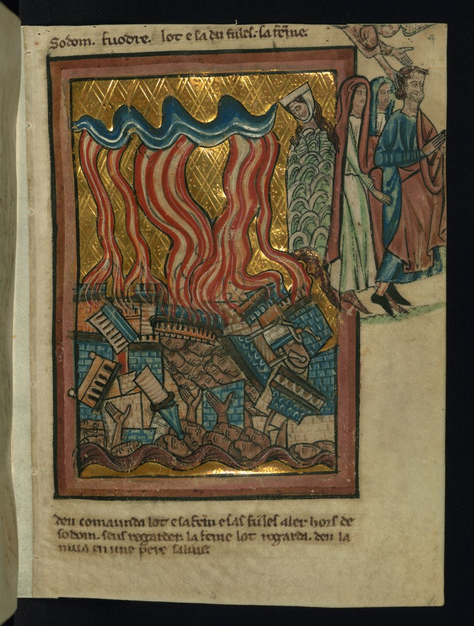 Lot and his Family Flee Sodom (Genesis 19:15-26) av William de Brailes  