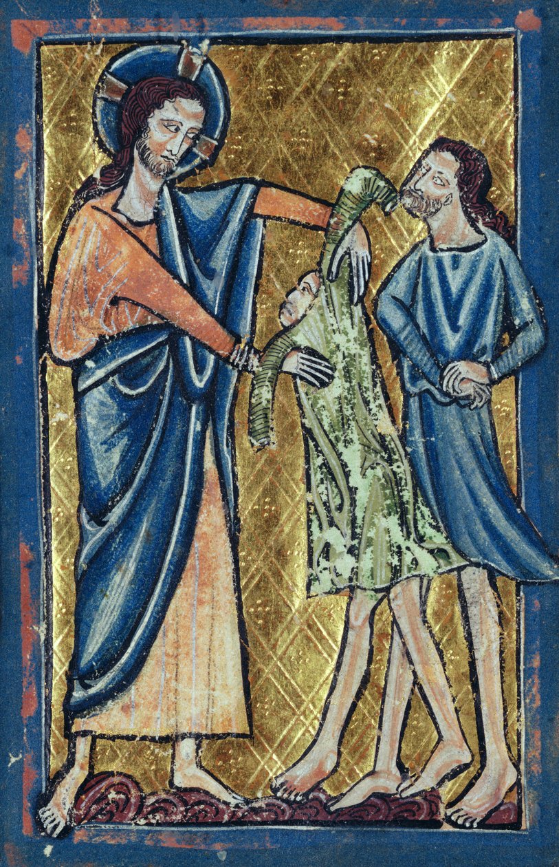 Gud kläder Adam och Eva, från en bok med bibelbilder, ca 1250 av William de Brailes  
