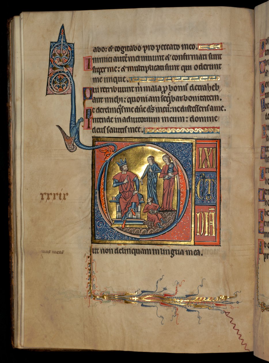 Ms 322 f.41v, Psalm 38, initial D, Judgment of Salomon, illustration från 