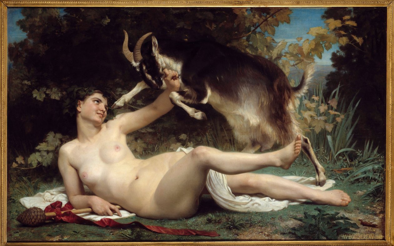 En Bacchante Hon är representerad med en get. Målning av William Adolphe Bouguereau (1825-1905) 1862 Sön. 1,15 X 1,85 m Bordeaux, Musee des Beaux Arts av William Adolphe Bouguereau