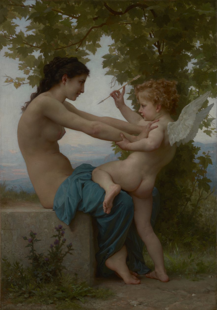 A Young Girl Defending Herself against Eros, ca 1880 (olja på duk) av William Adolphe Bouguereau