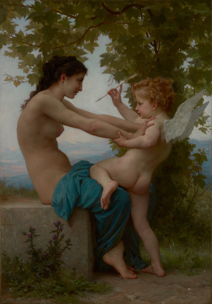 En ung flicka som försvarar sig mot kärleken av William-Adolphe Bouguereau