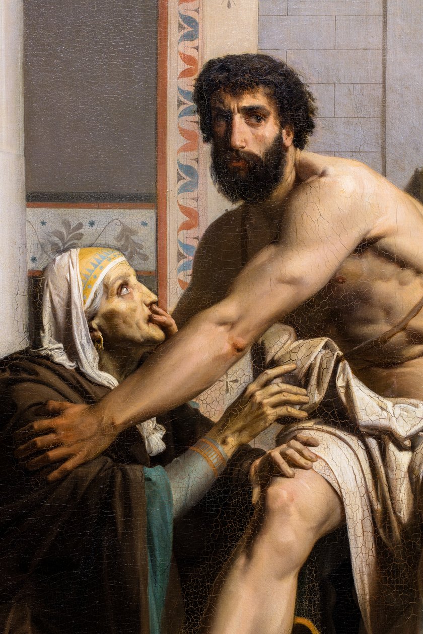 Odysseus igenkänd av sin sköterska på väg tillbaka från Troja av William Adolphe Bouguereau