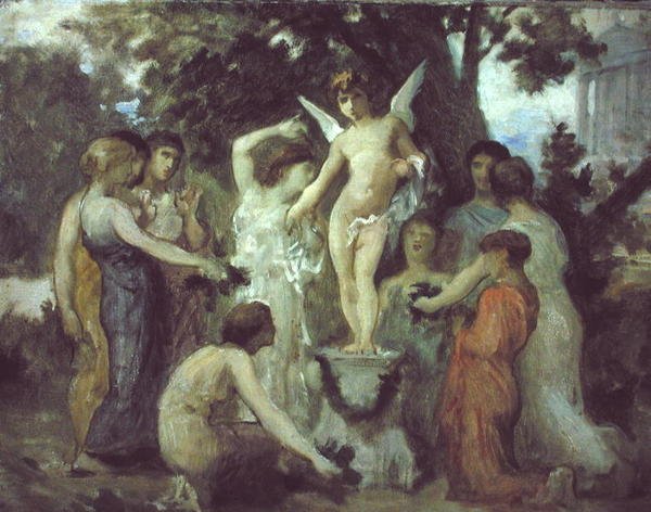 Offer till Amor (olja på duk) av William Adolphe Bouguereau