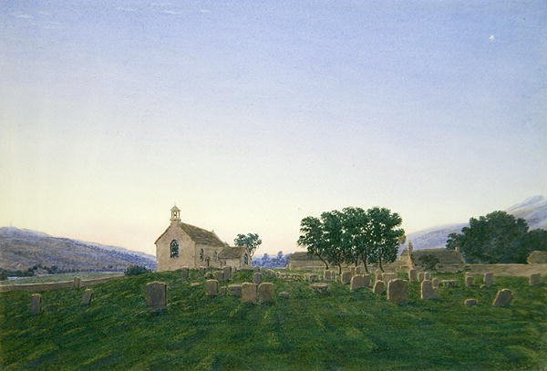 The Dawn, Kirk Newton Church, Northumberland (akvarell & kroppsfärg på papper) av Joseph Mallord William Turner