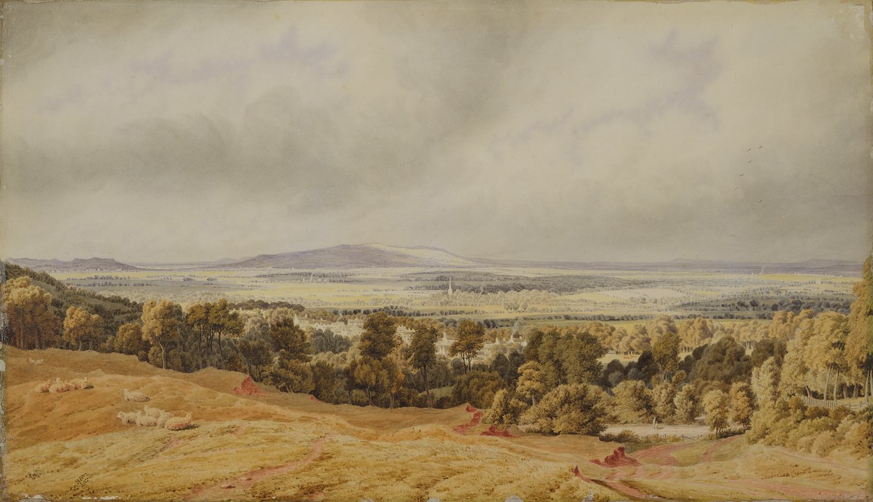 Utsikt över Broadway Hill, Worcester (akvarell på papper) av Joseph Mallord William Turner
