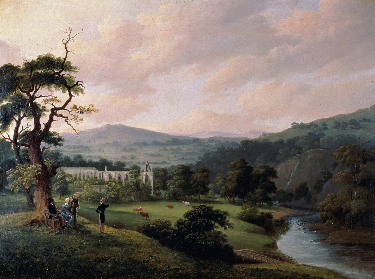 Bolton Abbey från floden Wharfe (akvarell på papper) av Joseph Mallord William Turner