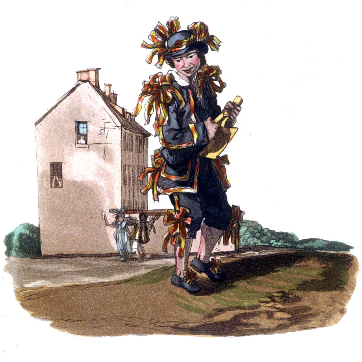 Skorstensfejarens pojke i första maj-klänning, ca 1820 (gravyr) av William (after) Alexander