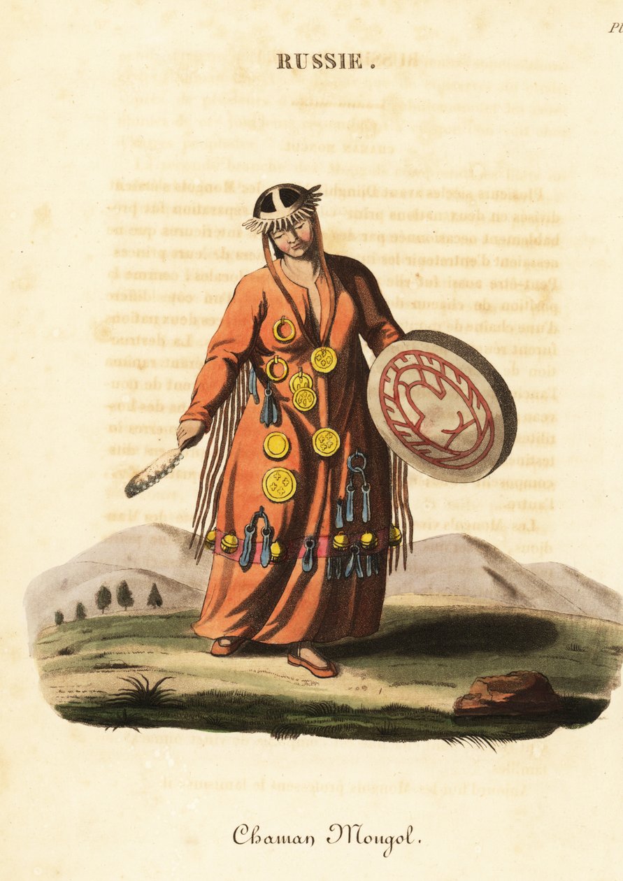 Kvinnlig trollkarl eller shaman, mongoliska människor av William (after) Alexander