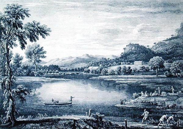 En vy av Winander Meer nära Ambleside, graverad av Chatelin och Muller av William (after) Bellers