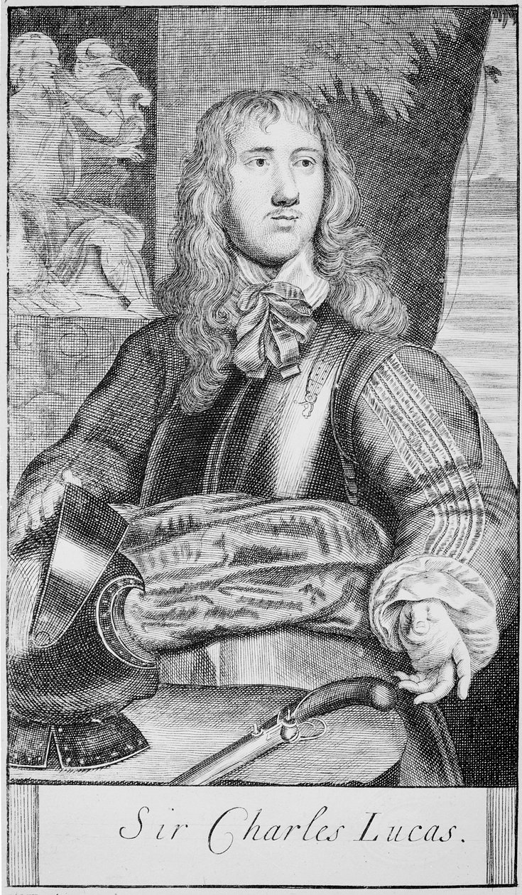Sir Charles Lucas, ca 1645 (gravyr) av William (after) Dobson