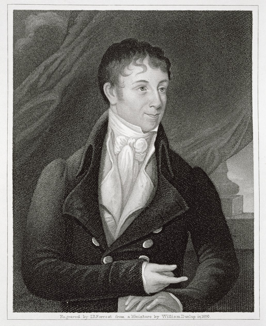 Porträtt av Charles Brockden Brown (1771-1810), graverat av John B. Forrest (1814-70) (gravyr) av William (after) Dunlap