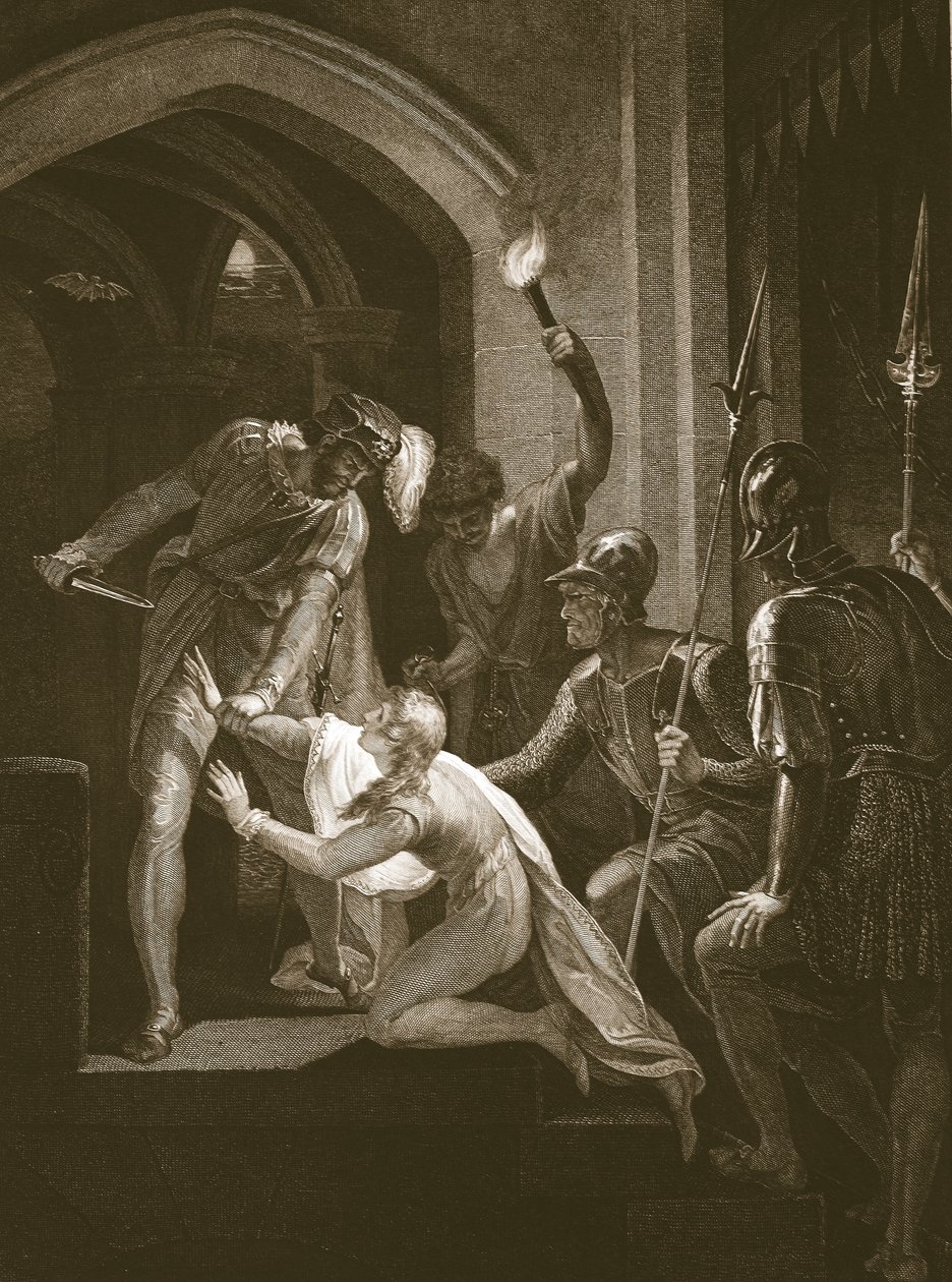 Arthurs död, graverad av J. Fittler, illustration från David Humes "The History of England", pub. av R. Bowyer, London av William (after) Hamilton