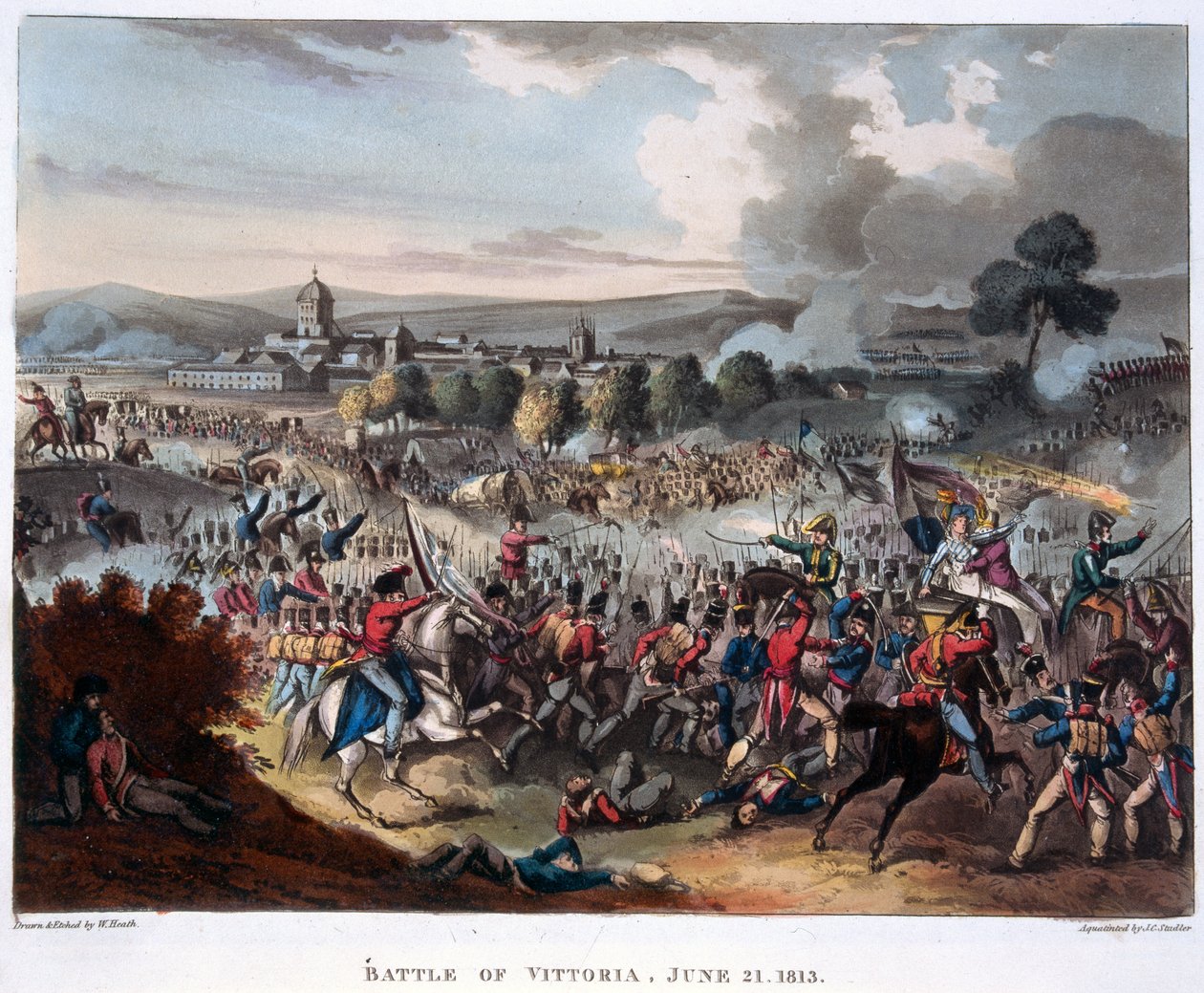 Arthur Wellesley (1769-1852) Lord Wellington Entering Salamanca, graverad av J.C. Stadler, publicerad 1818 (akvatint) av William (after) Heath