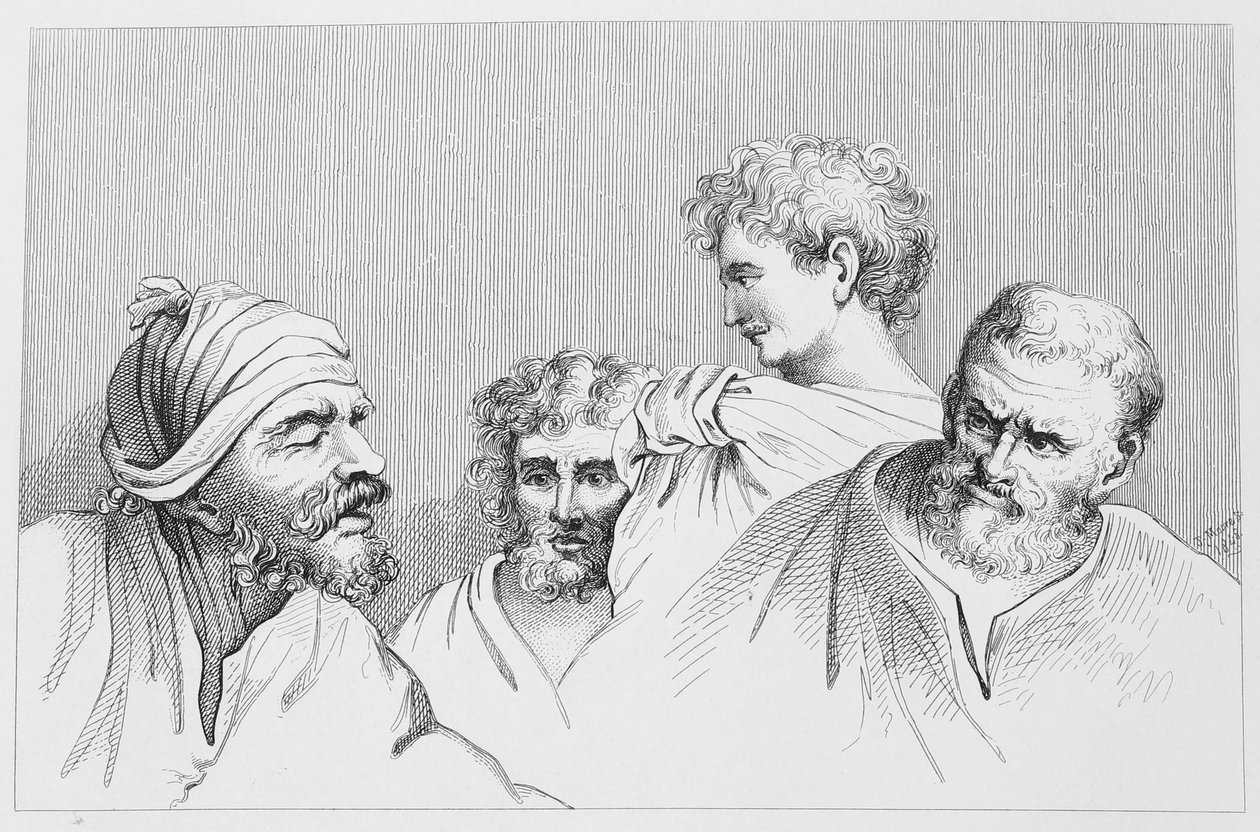 Heads from the Cartoons at Hampton Court (gravyr) av William (after) Hogarth
