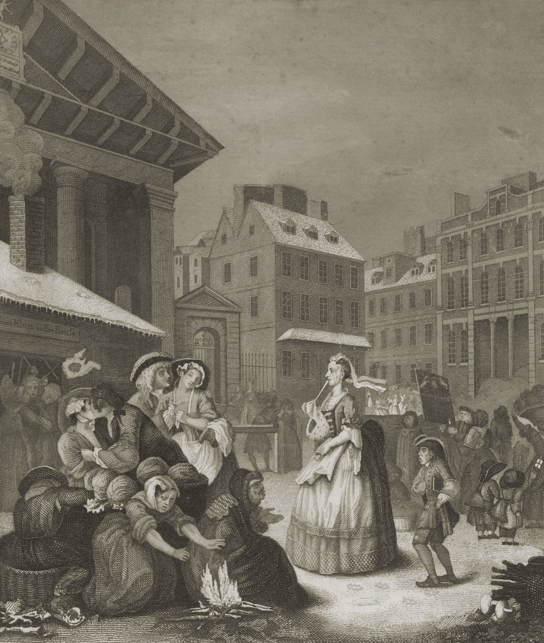 Morgon - Londons gator av William (after) Hogarth