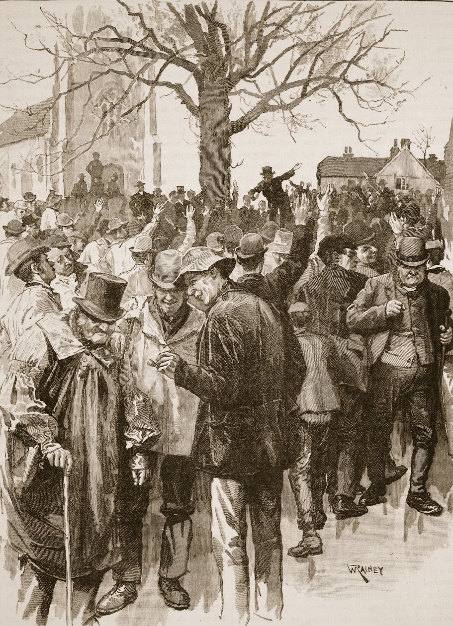 Warwickshire Farm Labourers strejk: möte i Whitnash av William (after) Rainey