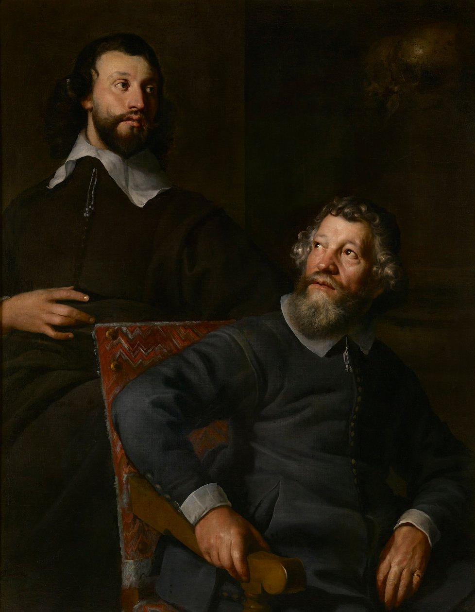 Porträtt av två herrar, kallade Nicholas Stone och hans son (olja på duk) av William (attr. to) Dobson