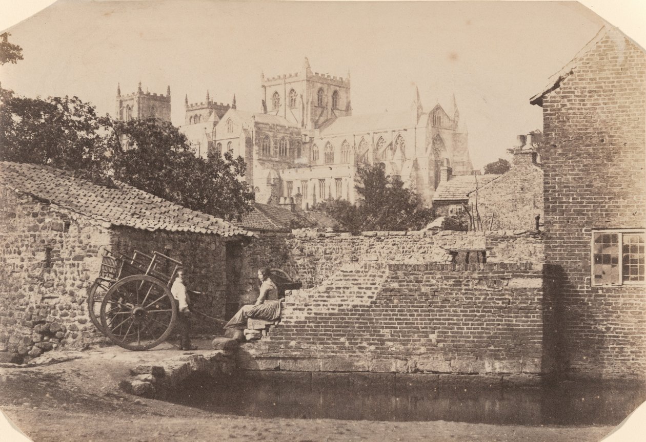Ripons katedral från sydost, intill floden Skell,ca. 1855 (foto) av William A. Pumphrey