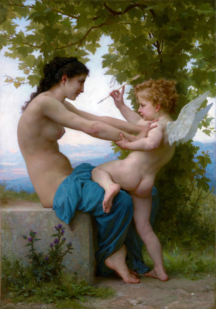 En flicka som försvarar sig mot Eros av William Adolphe Bouguereau
