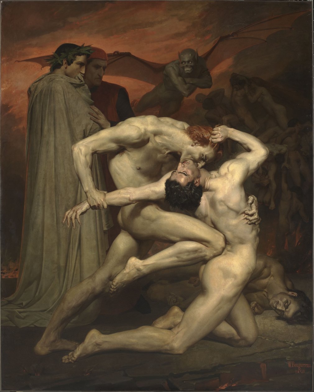 Franska:  Dante et Virgile Dante och Vergilius i helvetet av William Adolphe Bouguereau