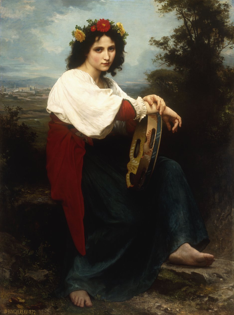 Italiensk kvinna med en tamburin, 1872 av William Adolphe Bouguereau