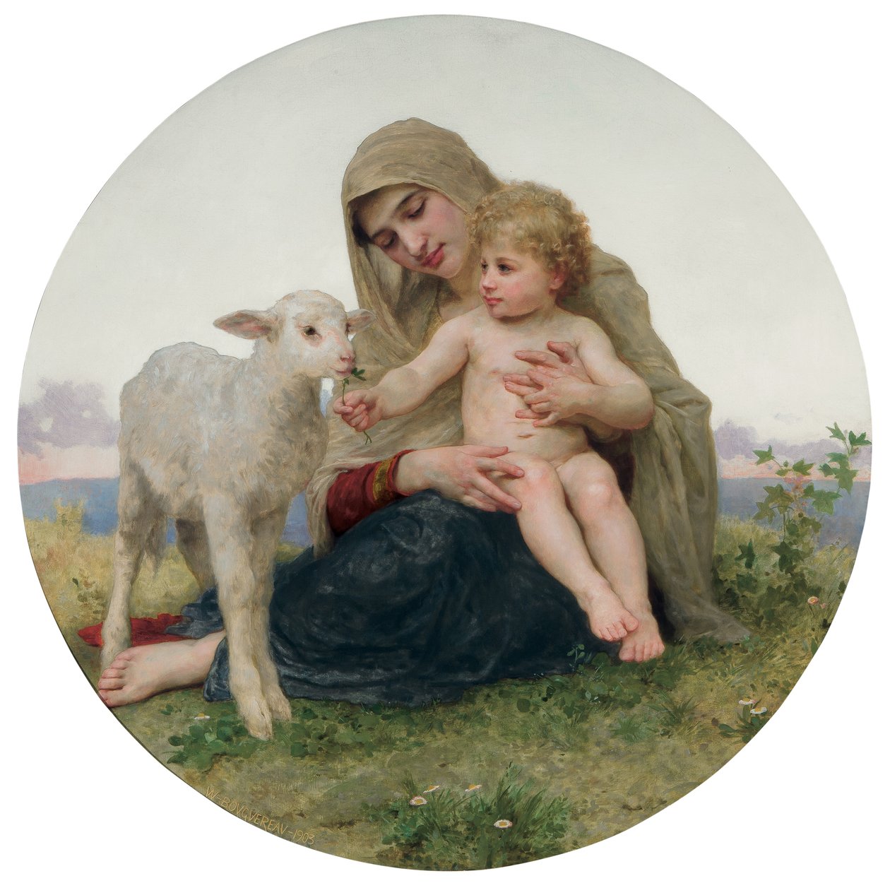 Jungfrun med lammet, 1903 av William Adolphe Bouguereau