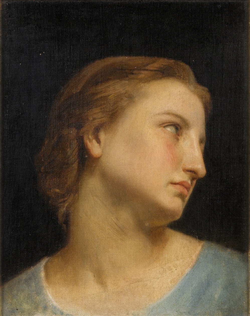 Study of a Womans Head (olja på duk) av William Adolphe Bouguereau